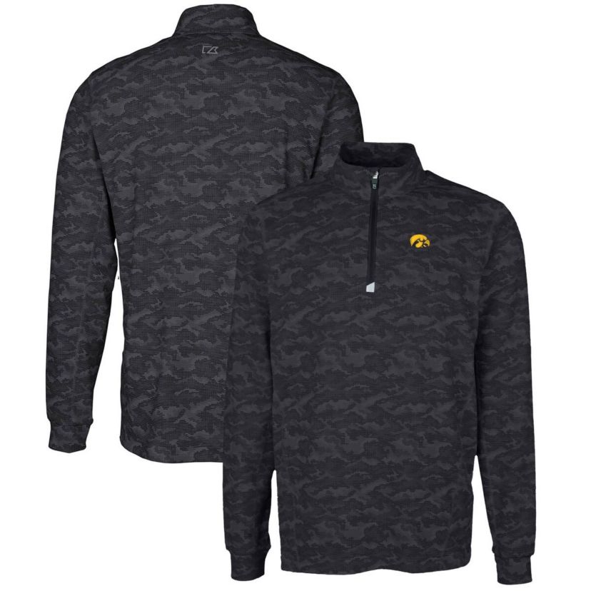 NCAA Iowa Hawkeyes Big & Tall Traverse Print Stretch Quarter-Zip Pullover Top