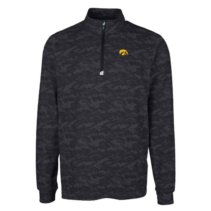 NCAA Iowa Hawkeyes Big & Tall Traverse Print Stretch Quarter-Zip Pullover Top
