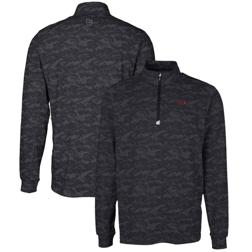 NCAA Arkansas Razorbacks Big & Tall Traverse Print Stretch Quarter-Zip Pullover Top