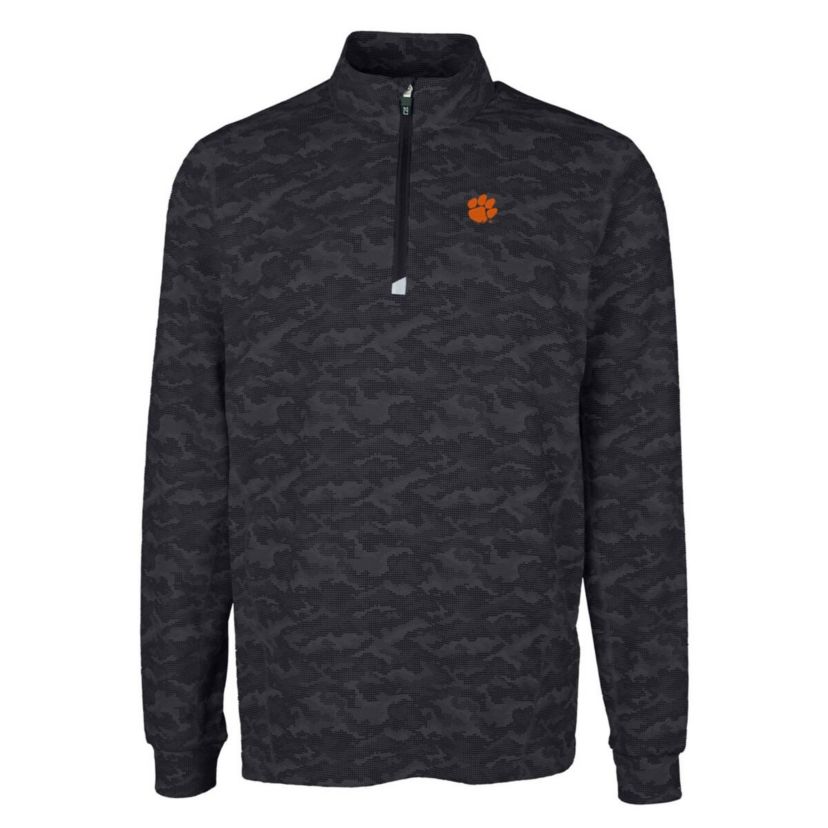 NCAA Clemson Tigers Big & Tall Traverse Print Stretch Quarter-Zip Pullover Top
