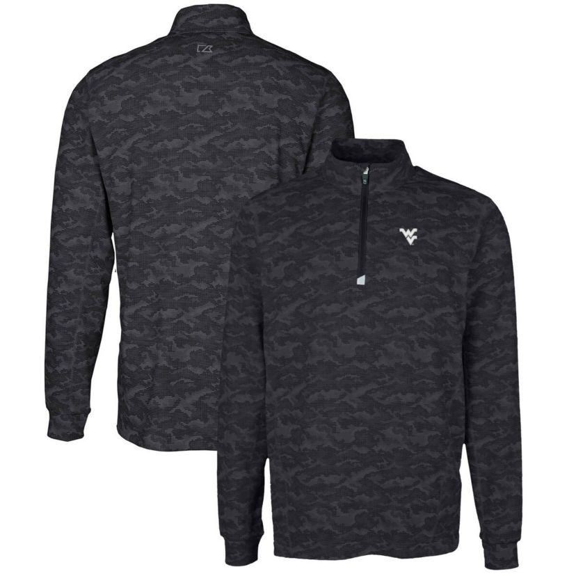 NCAA West Virginia Mountaineers Big & Tall Traverse Print Stretch Quarter-Zip Pullover Top