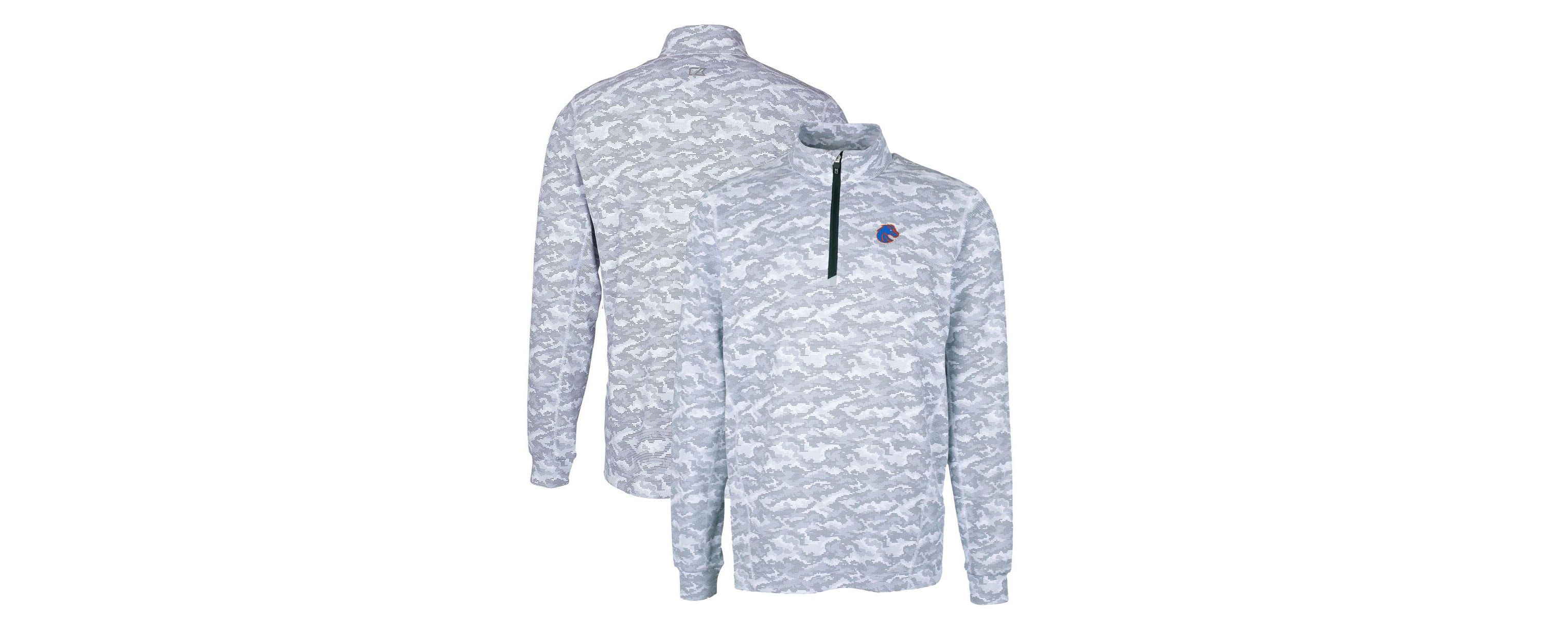 NCAA Boise State Broncos Big & Tall Traverse Print Stretch Quarter-Zip Pullover Top