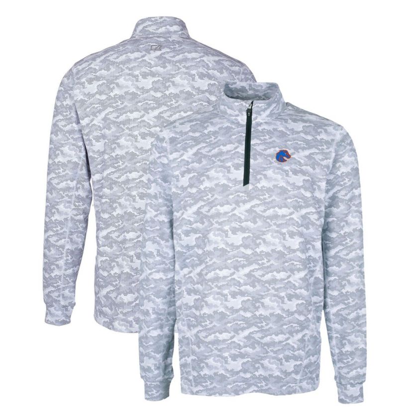 NCAA Boise State Broncos Big & Tall Traverse Print Stretch Quarter-Zip Pullover Top