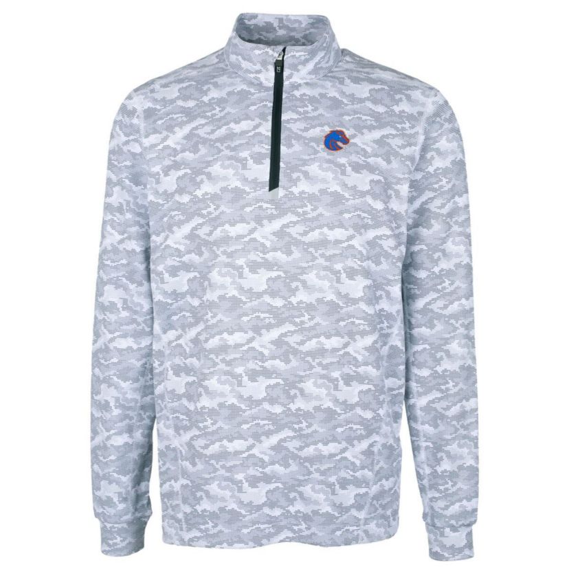 NCAA Boise State Broncos Big & Tall Traverse Print Stretch Quarter-Zip Pullover Top