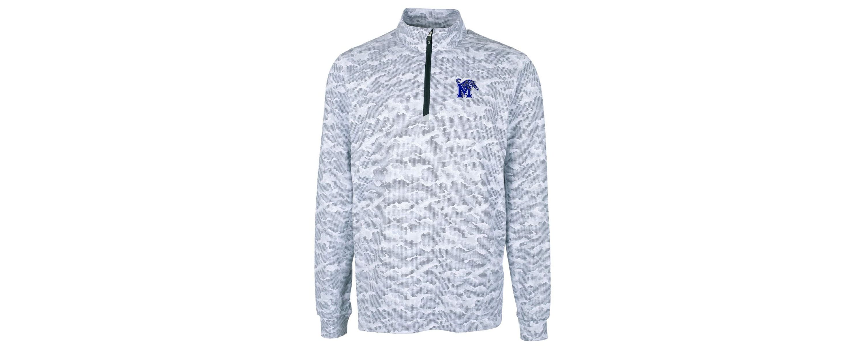 NCAA Memphis Tigers Big & Tall Traverse Print Stretch Quarter-Zip Pullover Top