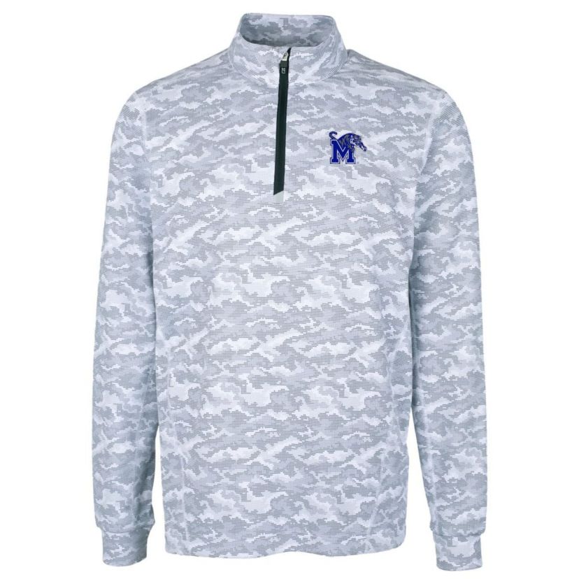 NCAA Memphis Tigers Big & Tall Traverse Print Stretch Quarter-Zip Pullover Top