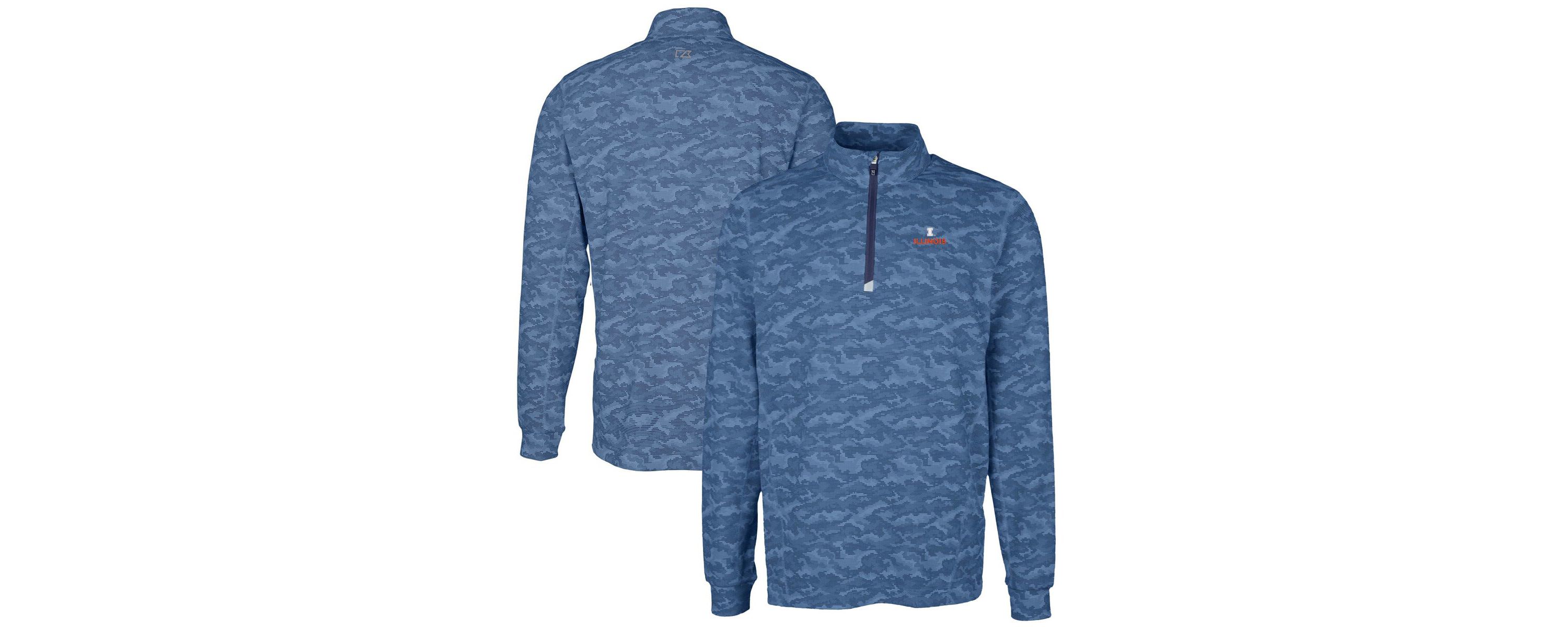 NCAA Illinois Fighting Illini Big & Tall Traverse Print Stretch Quarter-Zip Pullover Top