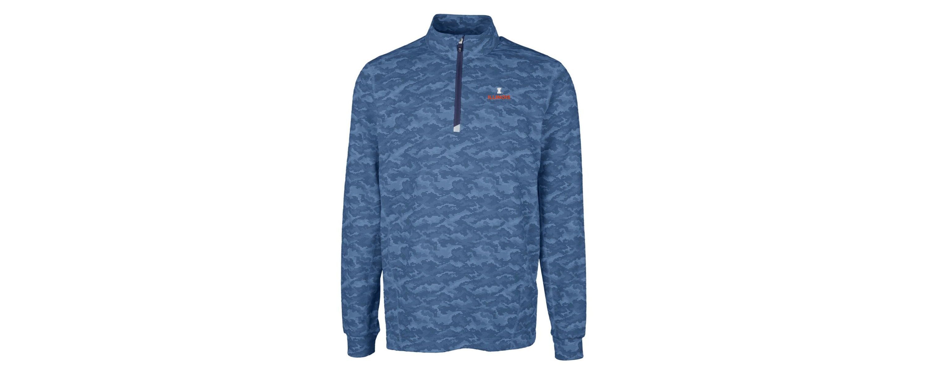 NCAA Illinois Fighting Illini Big & Tall Traverse Print Stretch Quarter-Zip Pullover Top