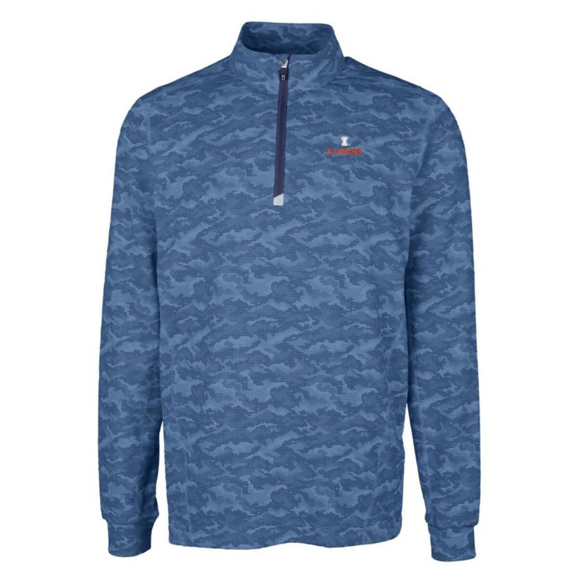 NCAA Illinois Fighting Illini Big & Tall Traverse Print Stretch Quarter-Zip Pullover Top