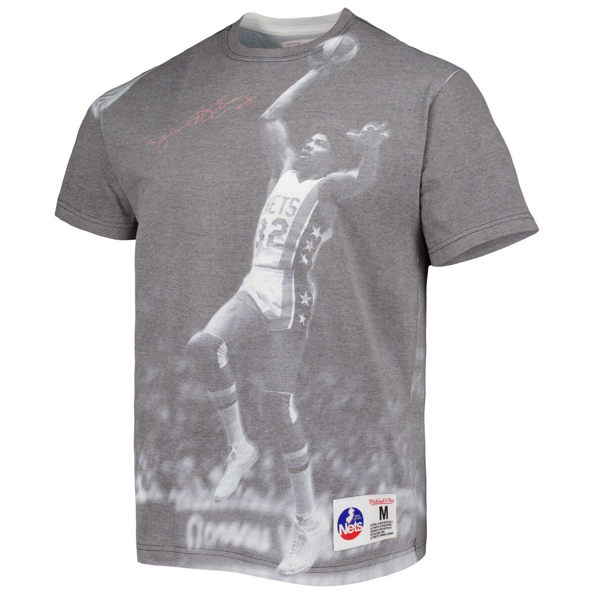 Maillot authentique Mitchell & Ness Hardwood Classics dédicacé par Julius Erving des New York Nets