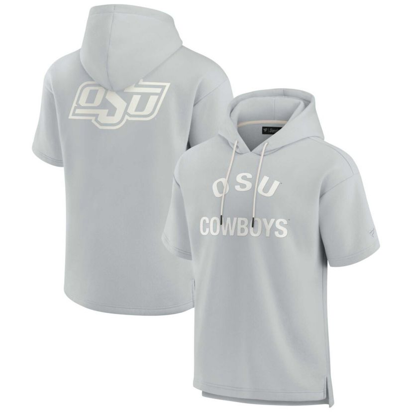 NCAA Unisex Fanatics Oklahoma State Cowboys Elements Super Soft Fleece Short Sleeve Pullover Hoodie