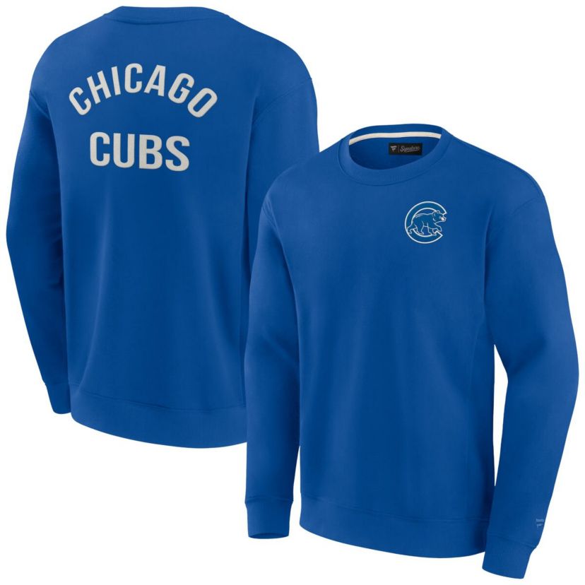 MLB Unisex Fanatics Chicago Cubs Super Soft Pullover Crew Sweatshirt