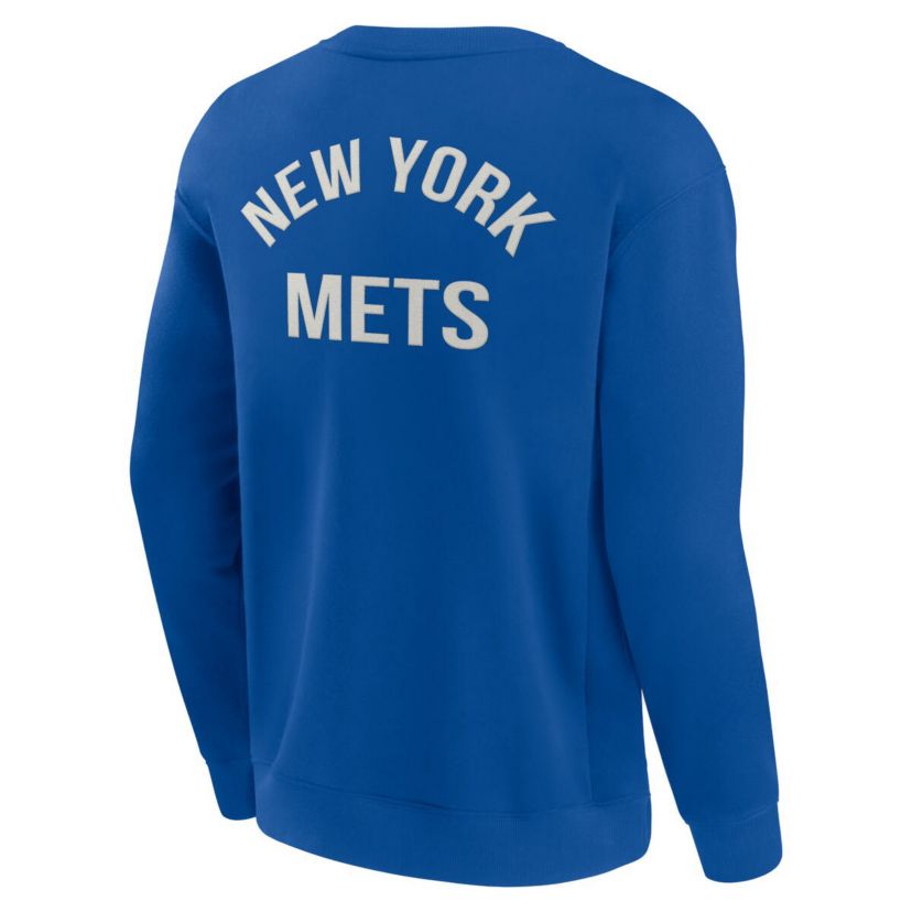 MLB Unisex Fanatics New York Mets Super Soft Pullover Crew Sweatshirt