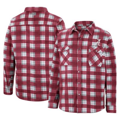 Colosseum Men's Alabama Crimson Tide NCAA Crimson/White Alabama Tide Ellis Plaid Full-Snap Shirt Jacket, Medium
