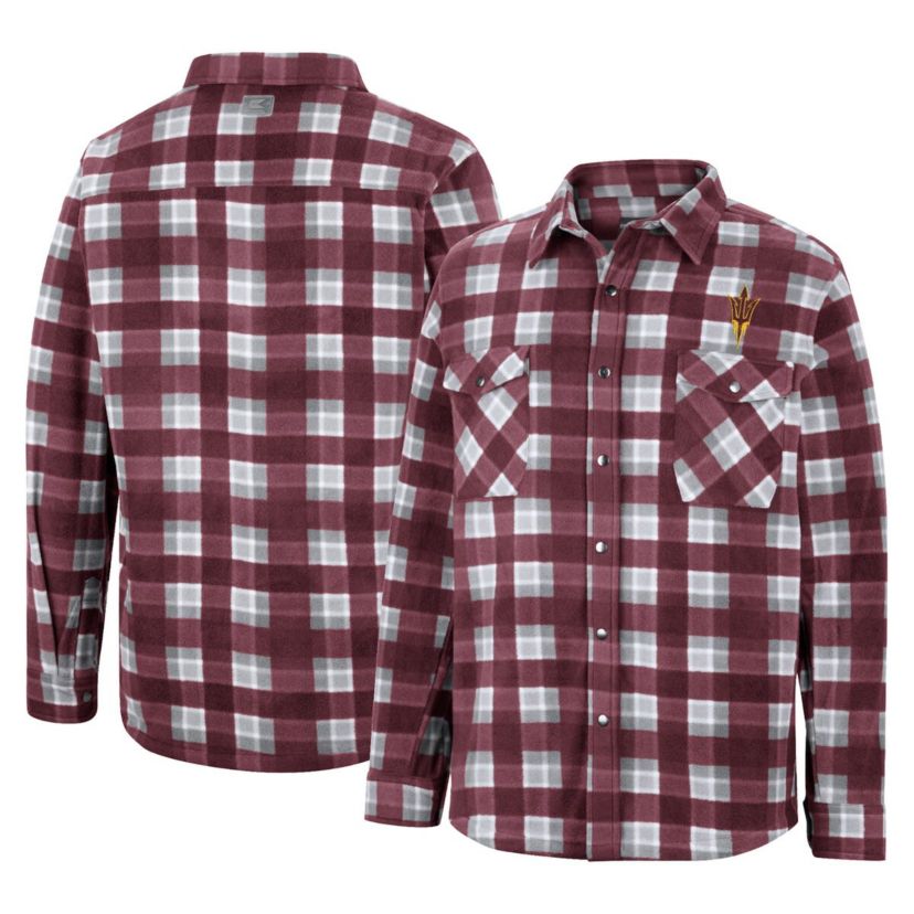 NCAA Maroon/White Arizona State Sun Devils Ellis Plaid Full-Snap Shirt Jacket