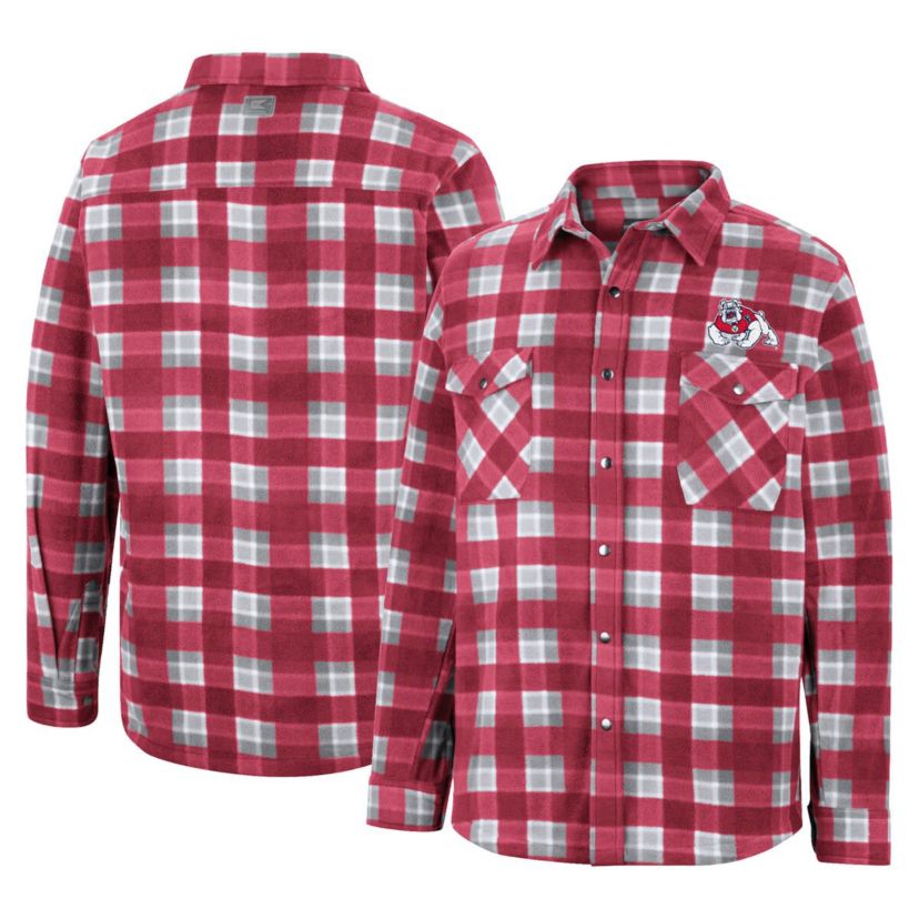 NCAA Red/White Fresno State Bulldogs Ellis Plaid Full-Snap Shirt Jacket