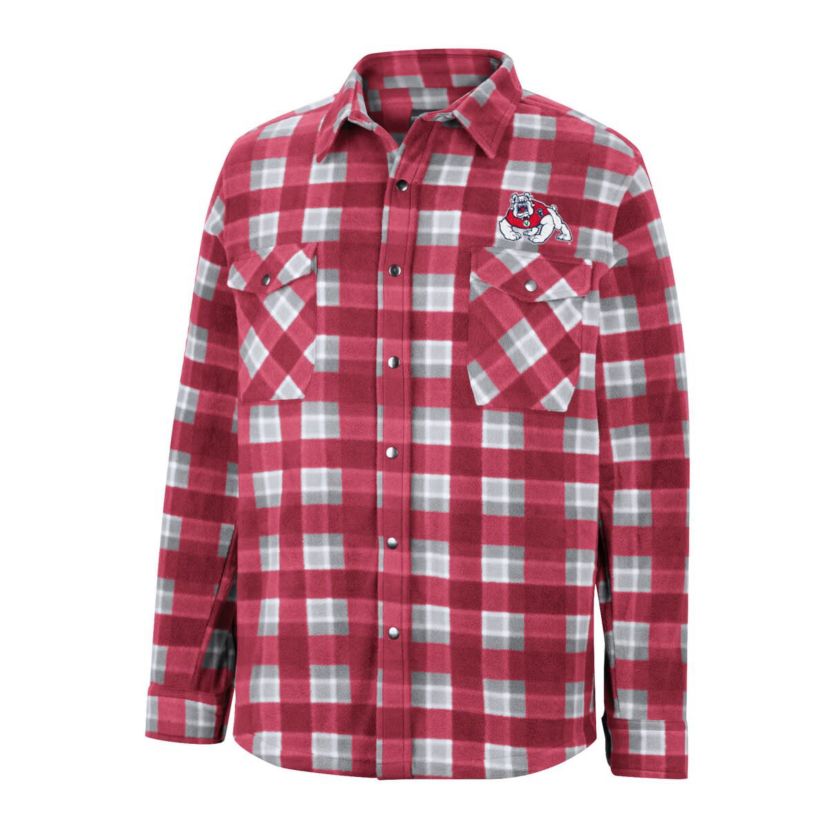 NCAA Red/White Fresno State Bulldogs Ellis Plaid Full-Snap Shirt Jacket