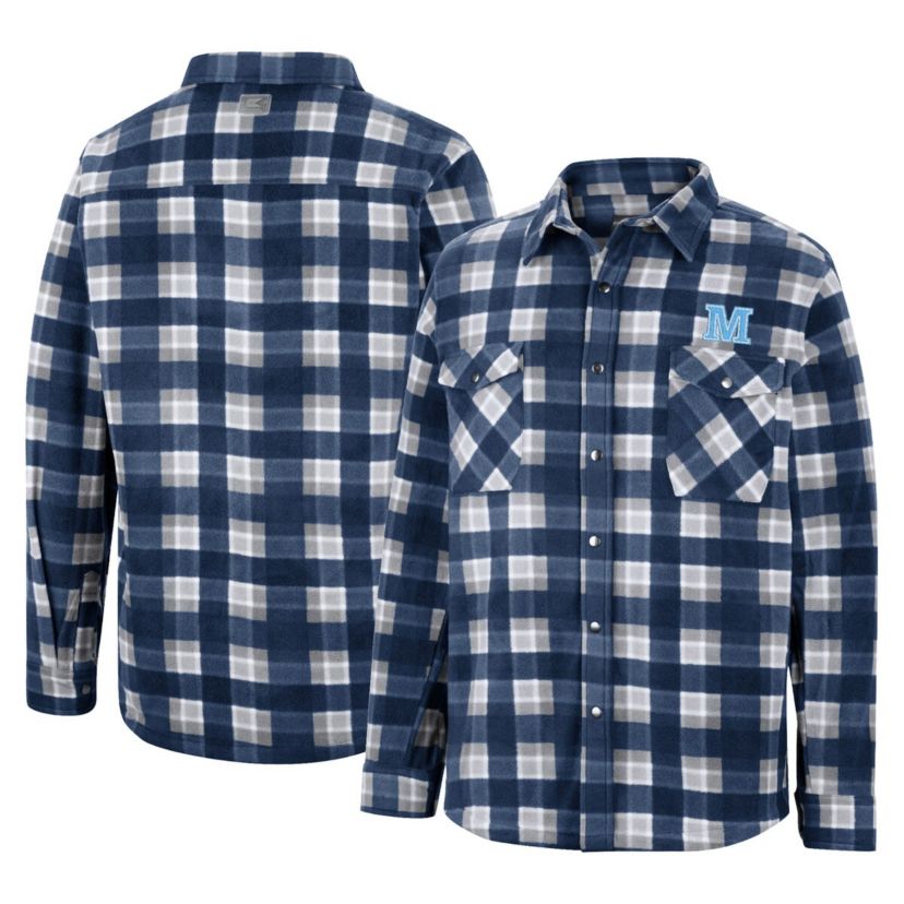 Maine Black Bears NCAA Navy/White Maine Bears Ellis Plaid Full-Snap Shirt Jacket