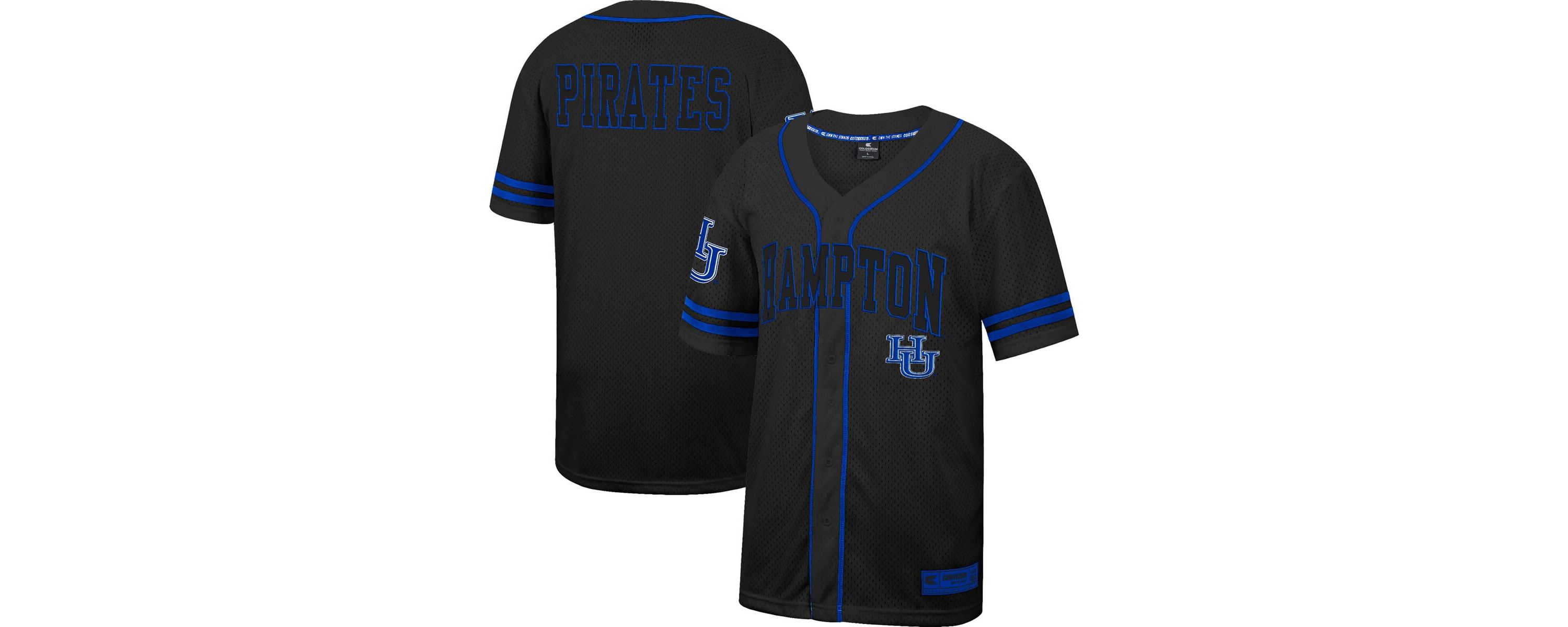NCAA Hampton Pirates Free Spirited Mesh Button-Up Baseball Jersey