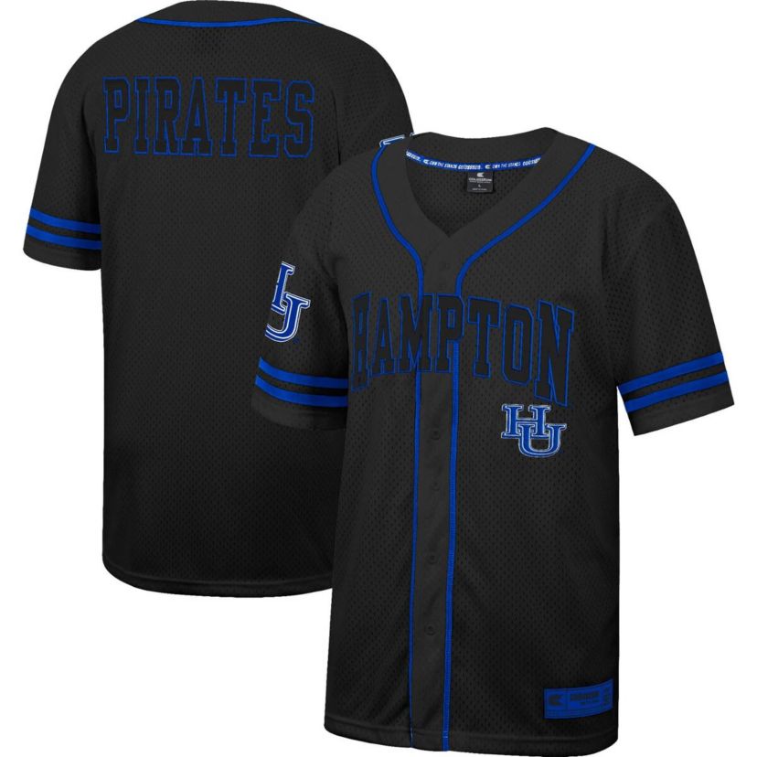 NCAA Hampton Pirates Free Spirited Mesh Button-Up Baseball Jersey