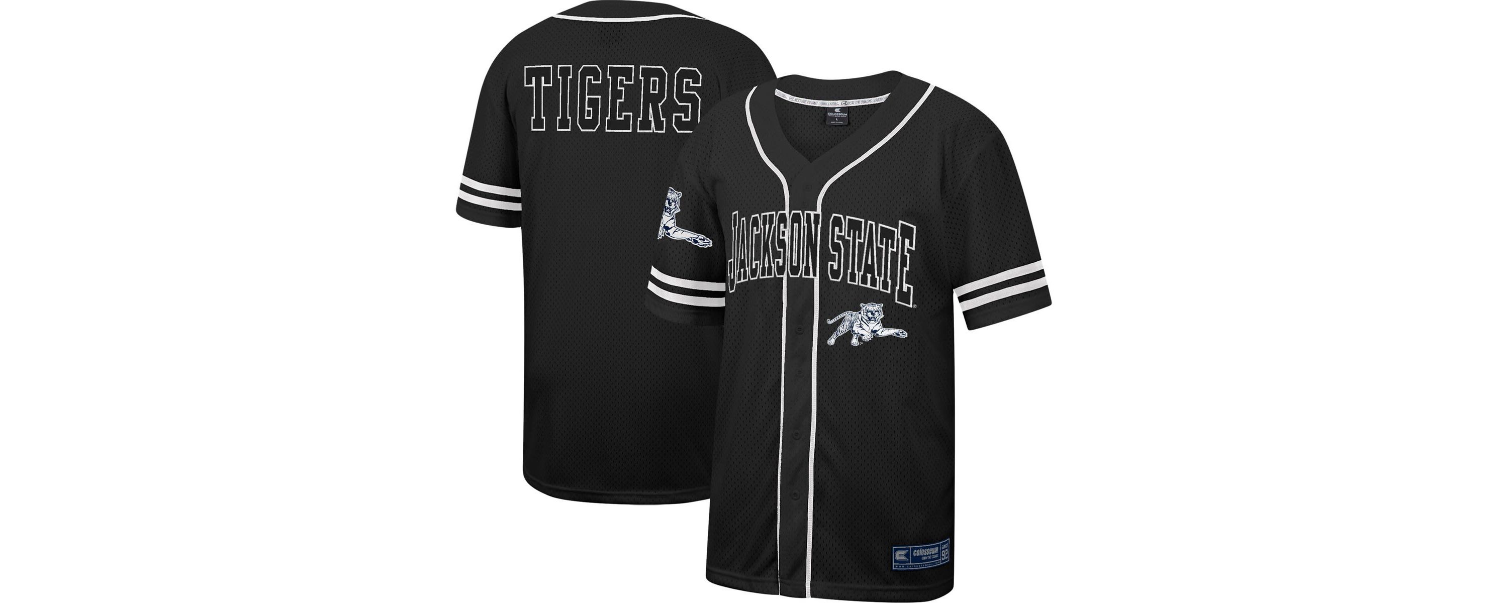 NCAA Jackson State Tigers Free Spirited Mesh Button-Up Baseball Jersey