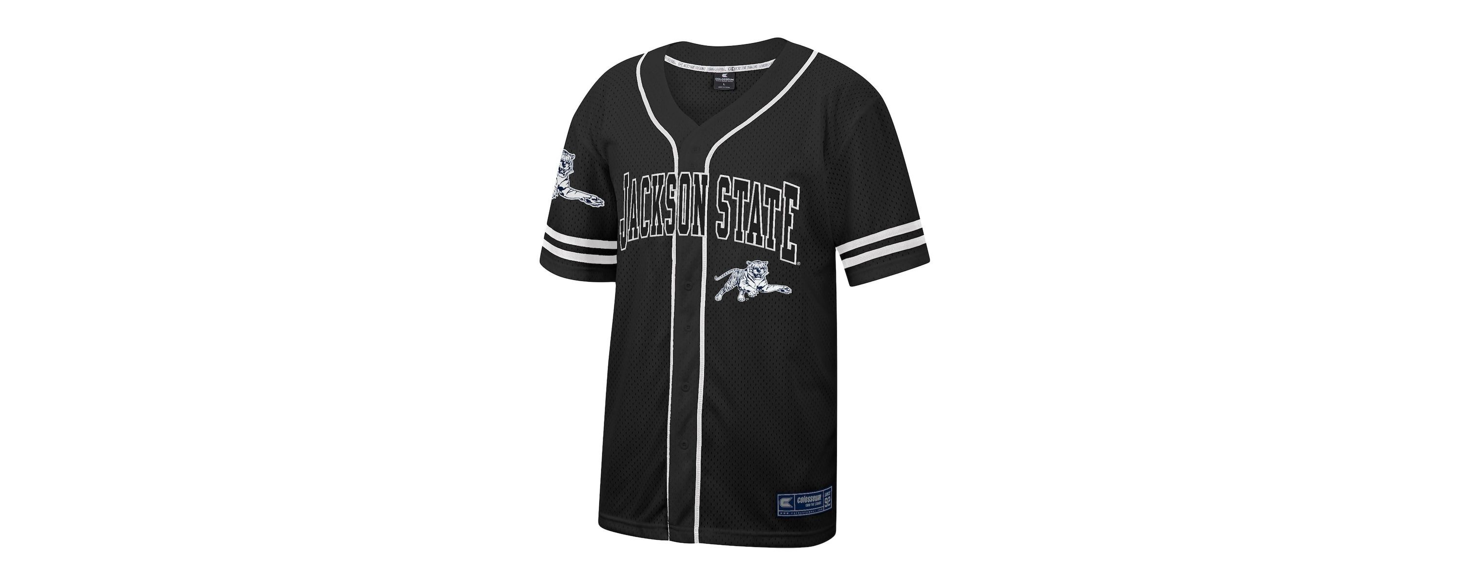 NCAA Jackson State Tigers Free Spirited Mesh Button-Up Baseball Jersey