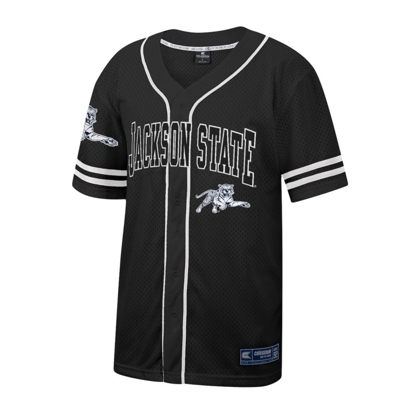 NCAA Jackson State Tigers Free Spirited Mesh Button-Up Baseball Jersey