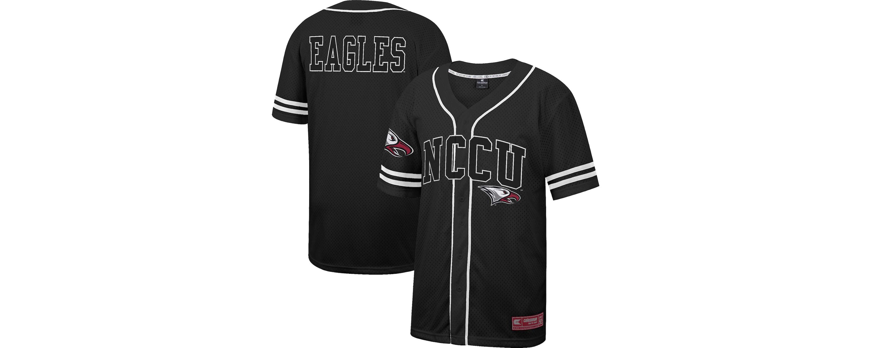NC Central Eagles NCAA North Carolina Central Eagles Free Spirited Mesh Button-Up Baseball Jersey