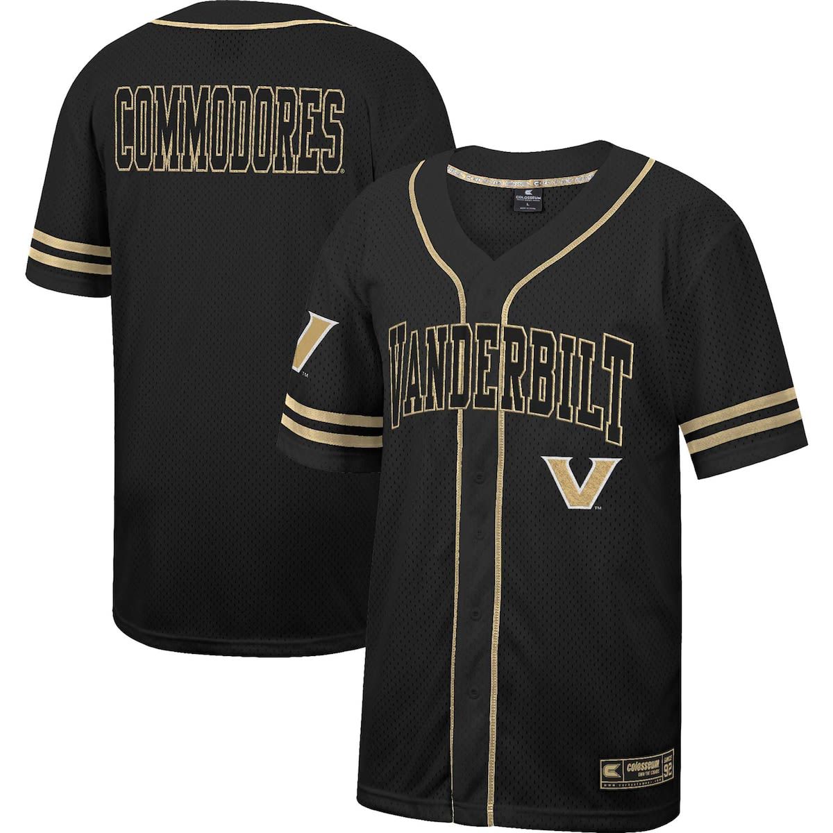 NCAA Vanderbilt Commodores Free Spirited Mesh Button-Up Baseball Jersey