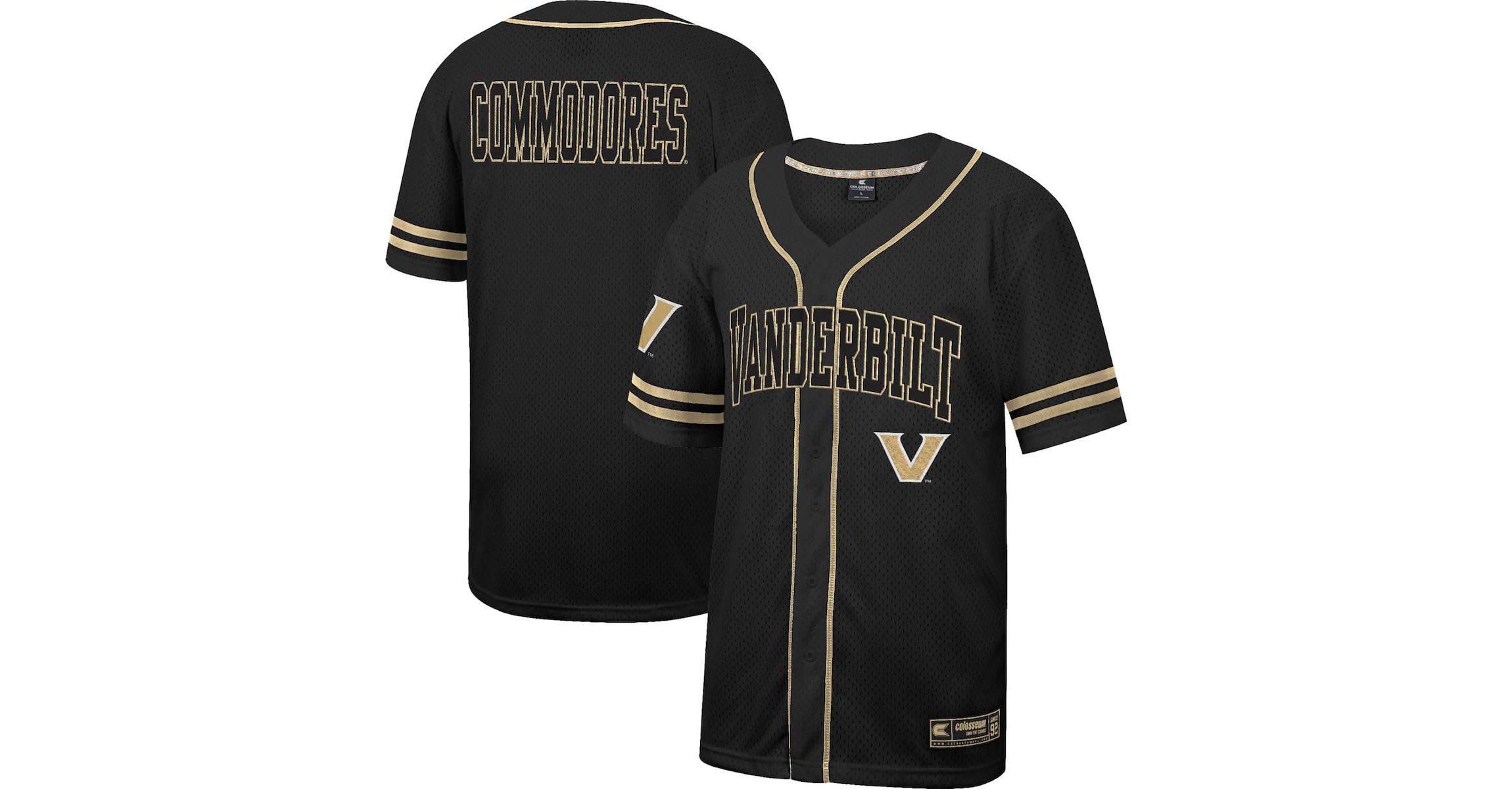 NCAA Vanderbilt Commodores Free Spirited Mesh Button-Up Baseball Jersey
