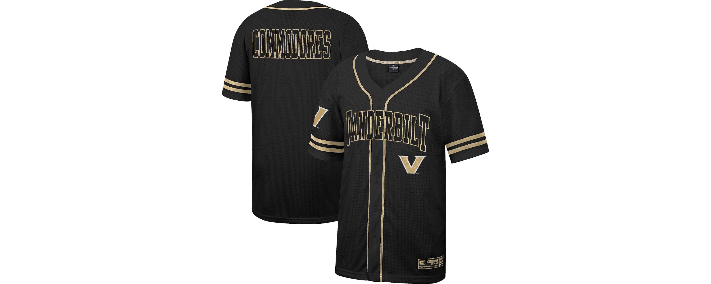 NCAA Vanderbilt Commodores Free Spirited Mesh Button-Up Baseball Jersey