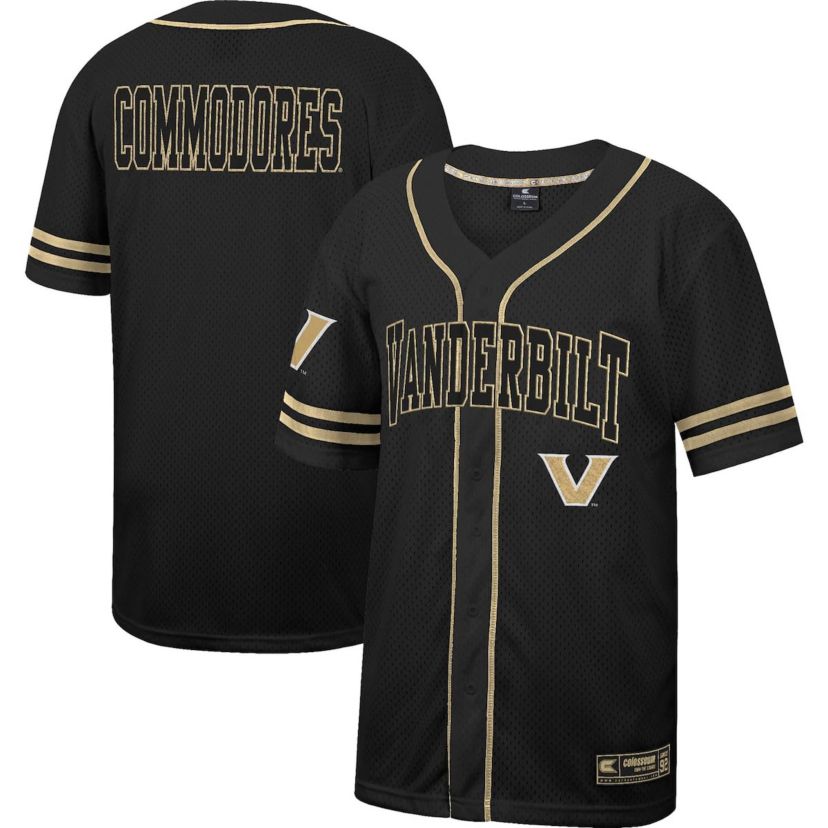 NCAA Vanderbilt Commodores Free Spirited Mesh Button-Up Baseball Jersey