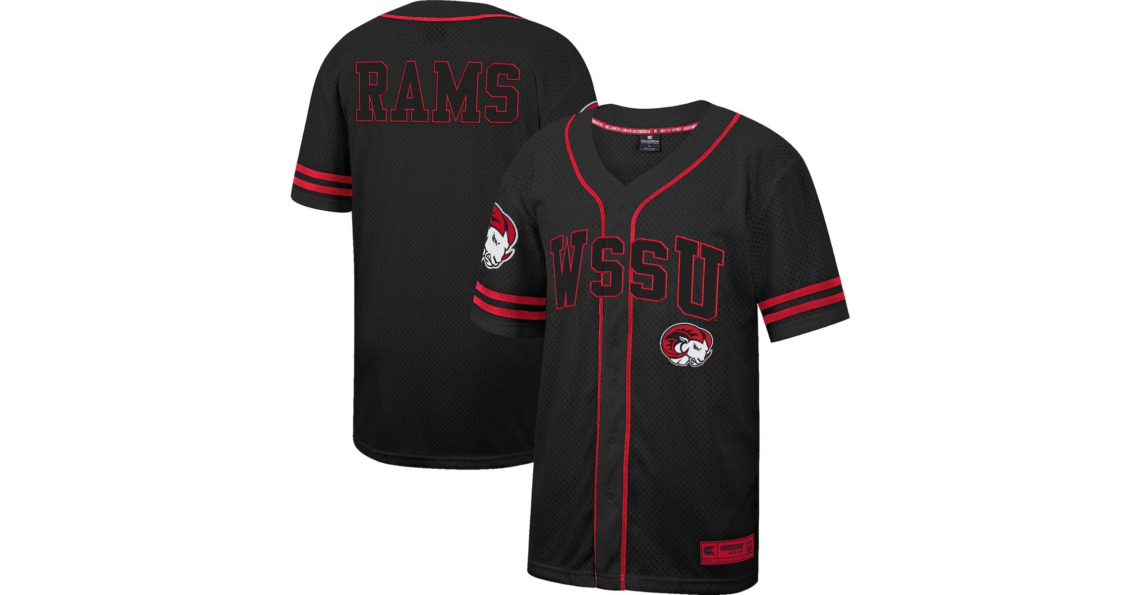 NCAA Winston-Salem State Rams Free Spirited Mesh Button-Up Baseball Jersey