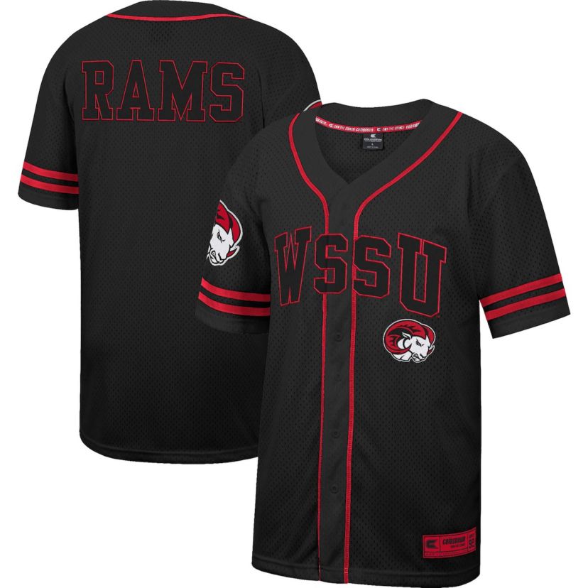 NCAA Winston-Salem State Rams Free Spirited Mesh Button-Up Baseball Jersey