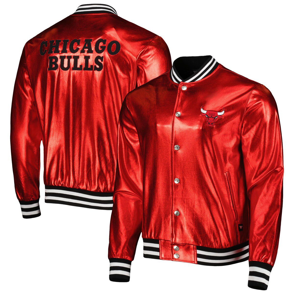 NBA Unisex Chicago Bulls Metallic Full-Snap Bomber Jacket