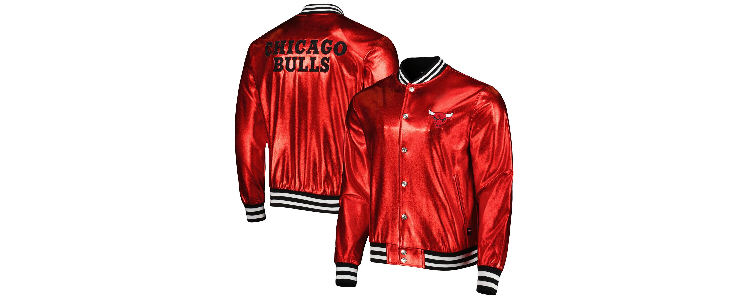 NBA Unisex Chicago Bulls Metallic Full-Snap Bomber Jacket