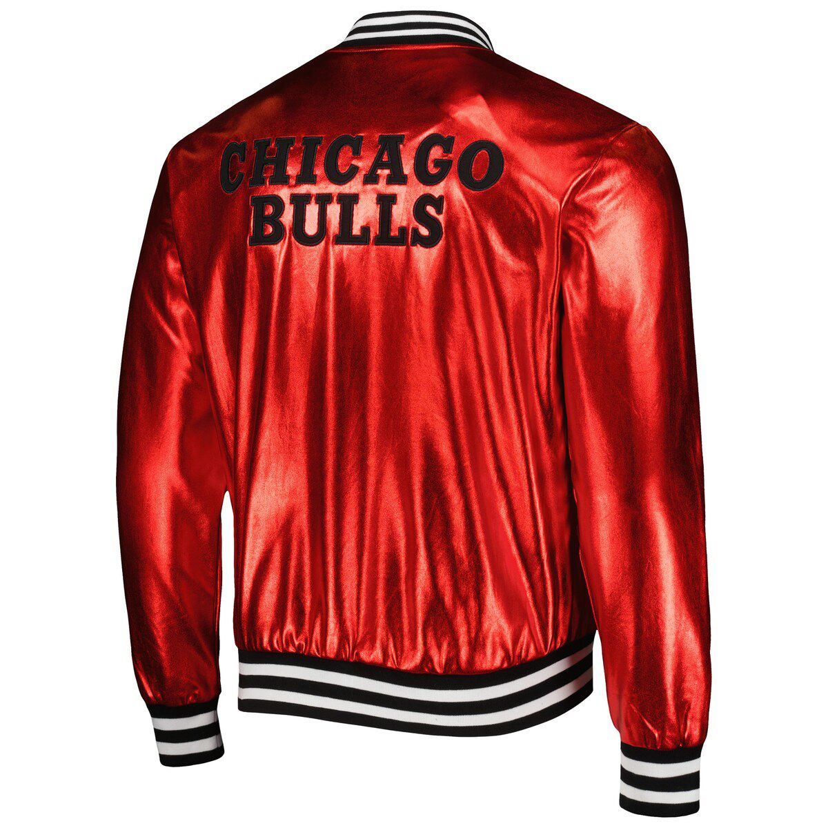 NBA Unisex Chicago Bulls Metallic Full-Snap Bomber Jacket