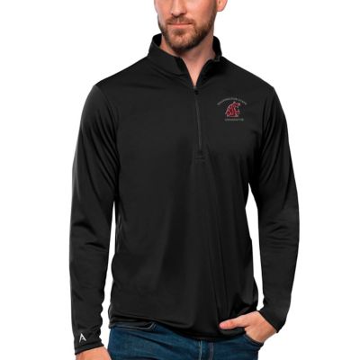 Antigua Men's NCAA Washington State Cougars Tribute Quarter-Zip Top, Black, Small