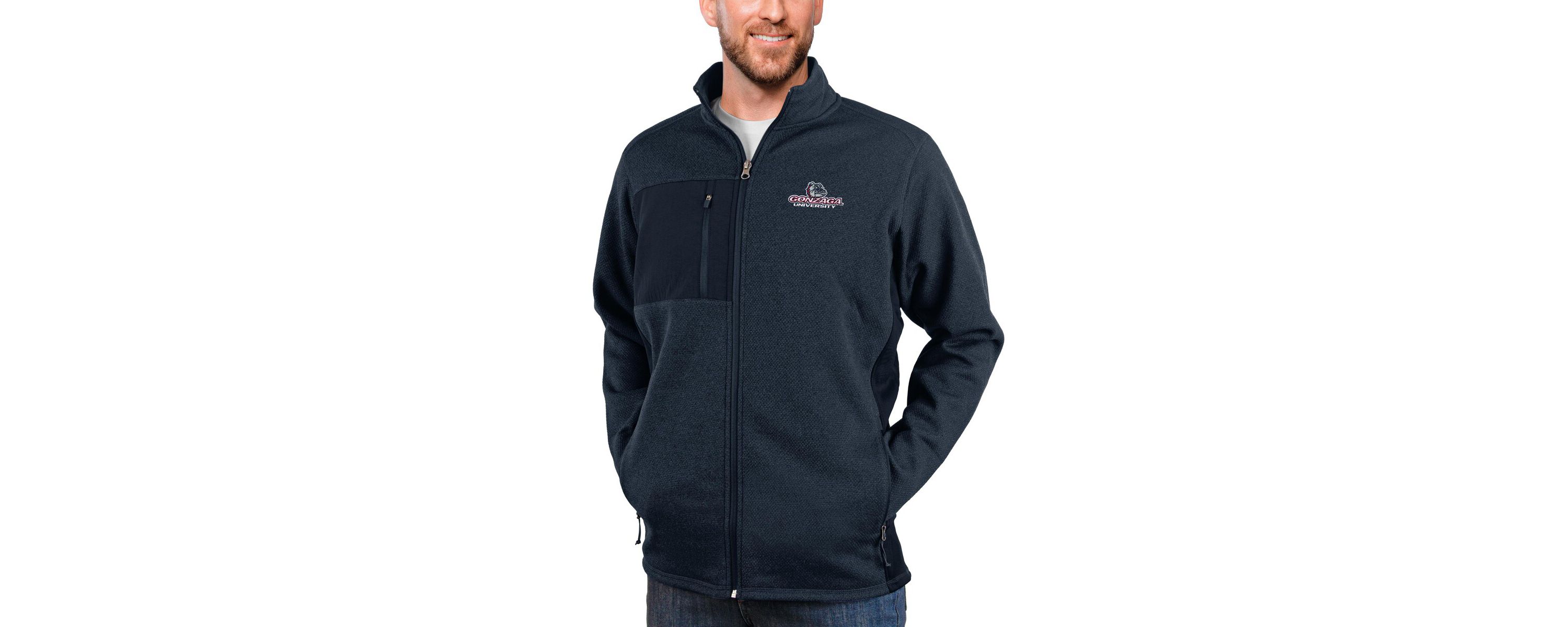 Gonzaga University Bulldogs NCAA Heather Gonzaga Bulldogs Course Full-Zip Jacket