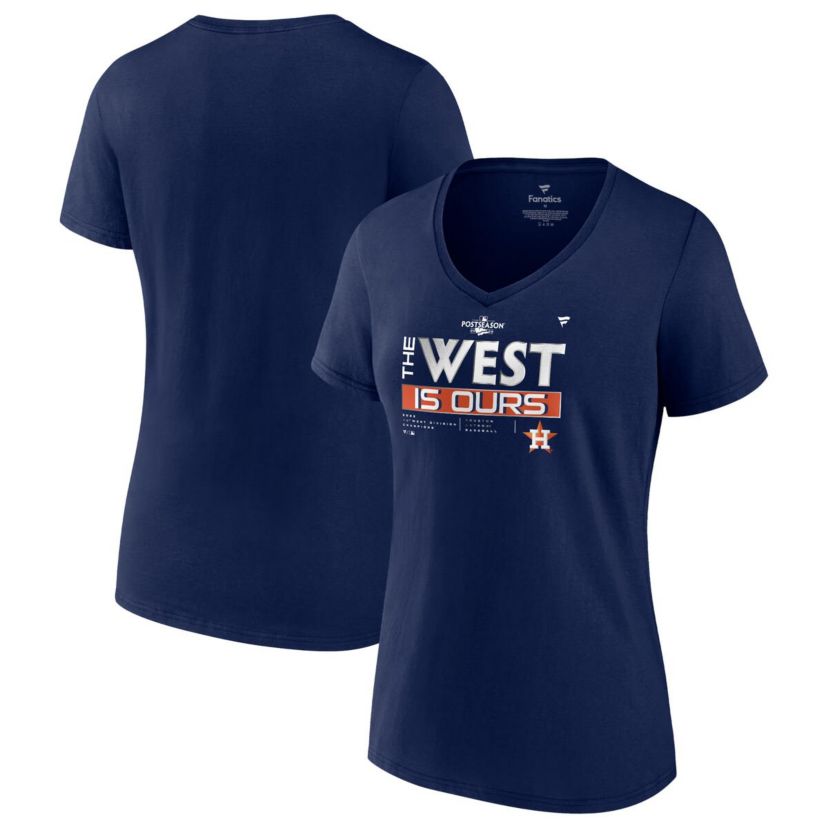 MLB Fanatics Houston Astros 2022 AL West Division s Locker Room V-Neck T-Shirt