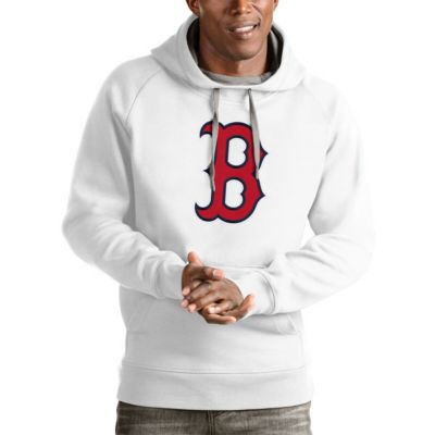 Antigua Men's Boston Red Sox MLB Boston Sox Victory Pullover Team Logo Hoodie, White, XL