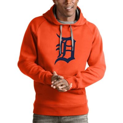Antigua Men's MLB Detroit Tigers Victory Pullover Team Logo Hoodie, Orange, Large