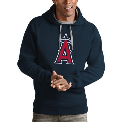 Antigua Men's MLB Los Angeles Angels Victory Pullover Team Logo Hoodie, Navy Blue, 2XL