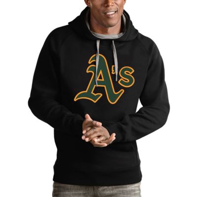 Antigua Men's Oakland Athletics MLB Athletics Victory Pullover Team Logo Hoodie, Black, 3XL