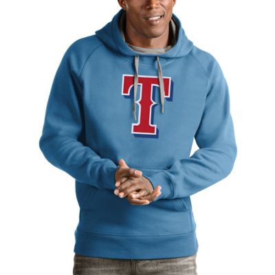 Antigua Men's MLB Light Texas Rangers Victory Pullover Team Logo Hoodie, Light Blue, 2XL