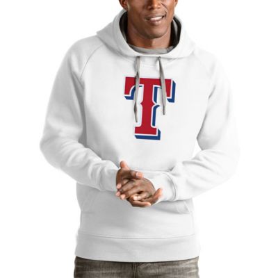 Antigua Men's MLB Texas Rangers Victory Pullover Team Logo Hoodie, White, Large