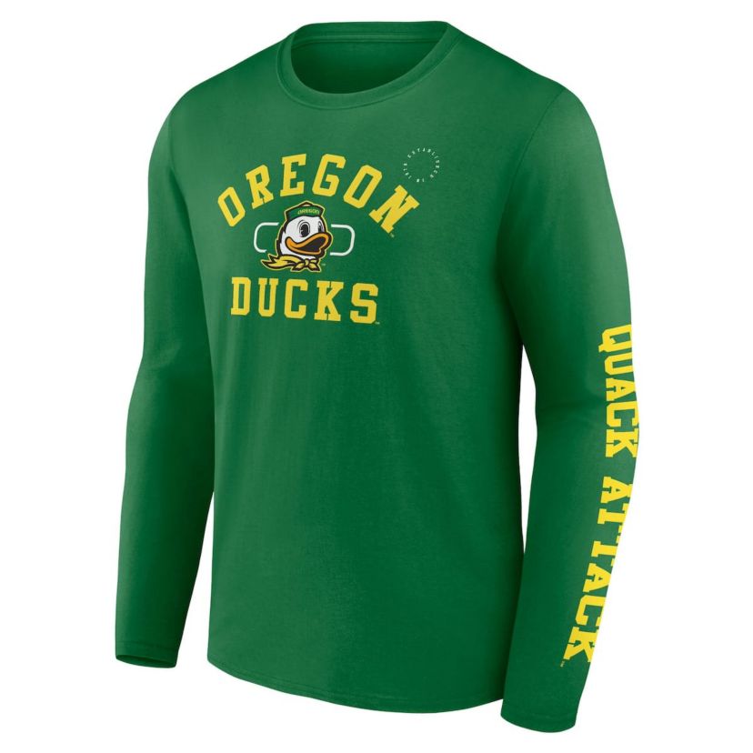 NCAA Fanatics Apple Oregon Ducks Modern Arch 2-Hit Long Sleeve T-Shirt