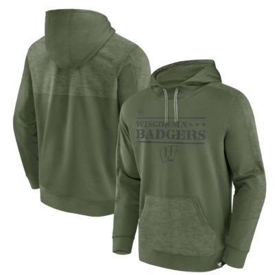 NCAA Fanatics Wisconsin Badgers OHT Military Appreciation Stencil Pullover Hoodie