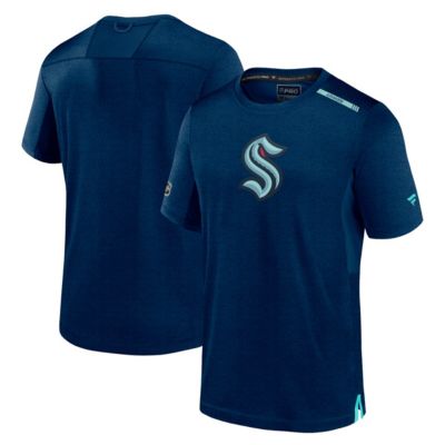 Men's NHL Fanatics Deep Sea Seattle Kraken Authentic Pro Performance T-Shirt, Navy Blue, Small