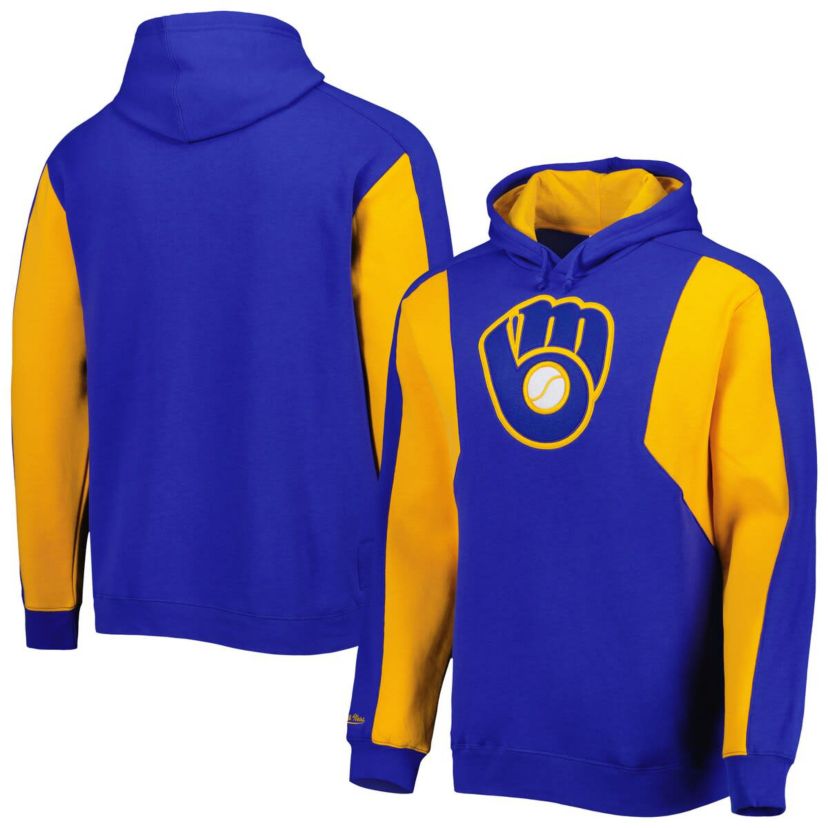 MLB Milwaukee Brewers Colorblocked Fleece Pullover Hoodie